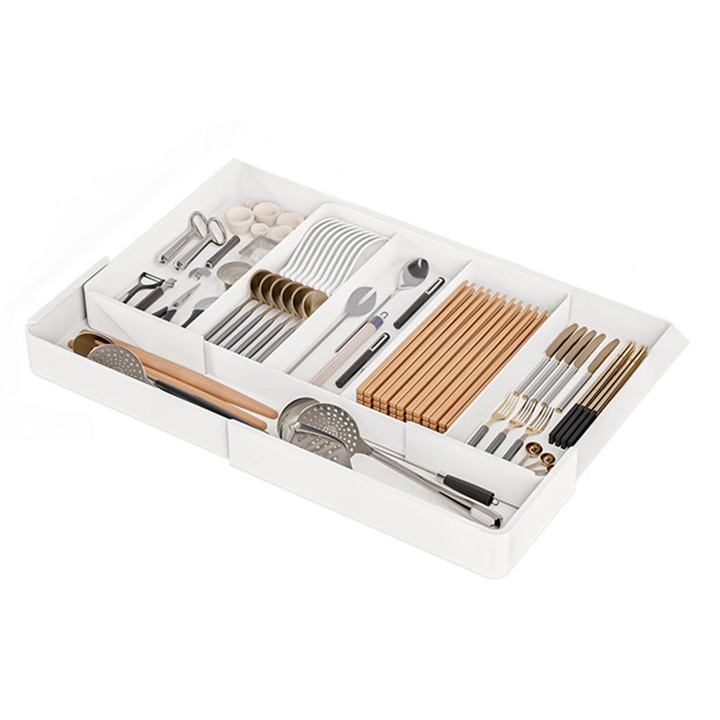 RINHAPI Adjustable Cutlery Case with Cutlery Tray and Kitchen Storage x x H5cm Dividers, Drawer, W27~51cm D27~51cm