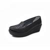 Fashion Women Wedge Platform Shoes 2025 Summer Fashion Comfortable Leather Casual Slip-on Women's Loafers Hollow Out Breathable Shoes