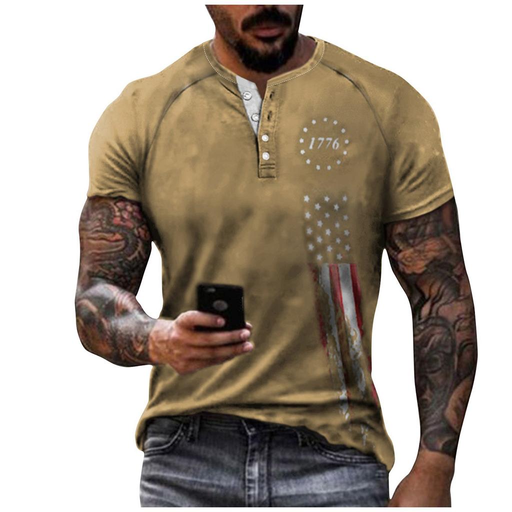 Men's Summer Printed Short Sleeve Tops Men's Casual Fashion Short Sleeve Shirts