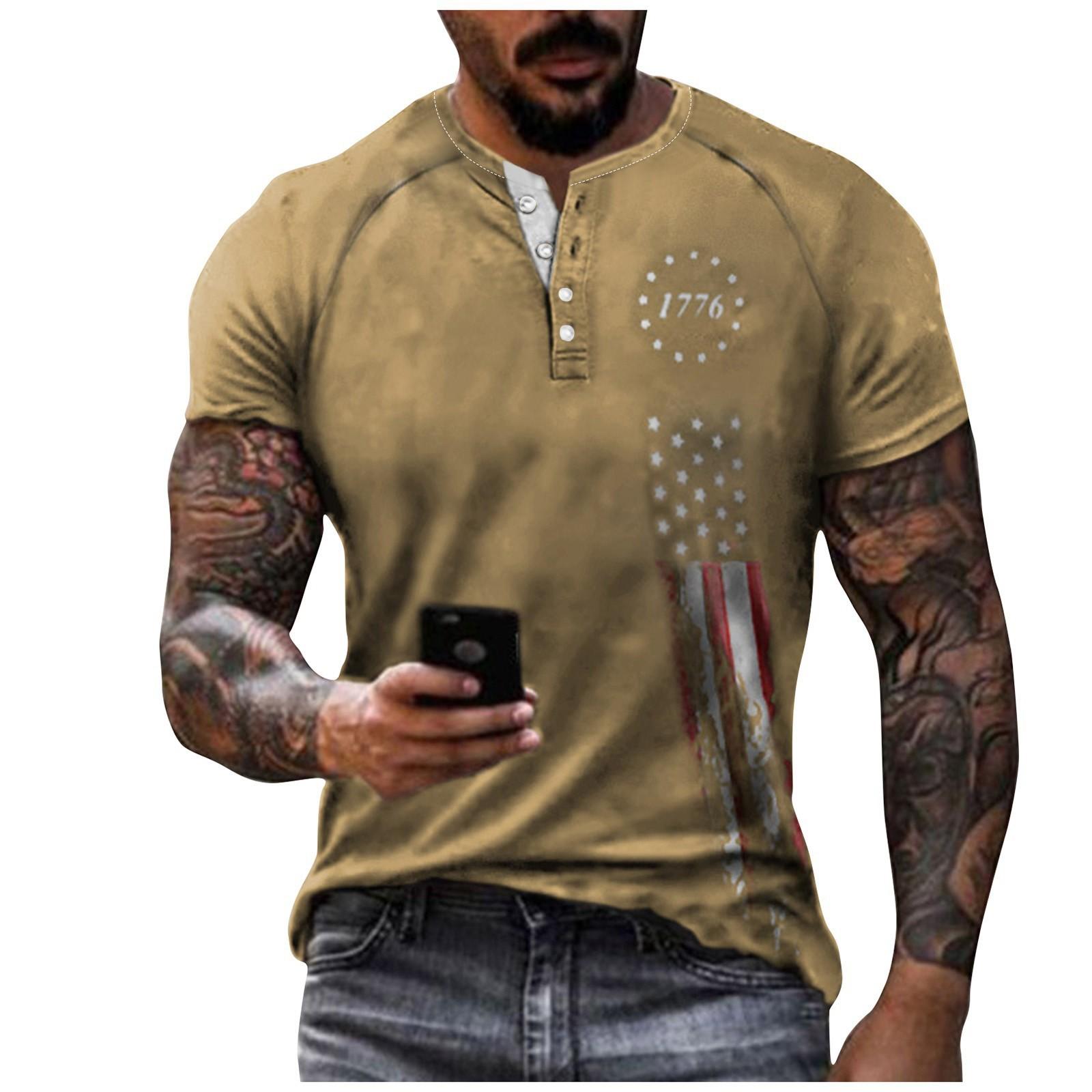 

Мужские летние топы с короткими рукавами с принтом, мужские повседневные модные рубашки с короткими рукавами XL хаки