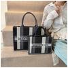 Women's bag cotton and linen large-capacity portable tote bag new fashion embroidery striped color contrast hand bag women's bag
