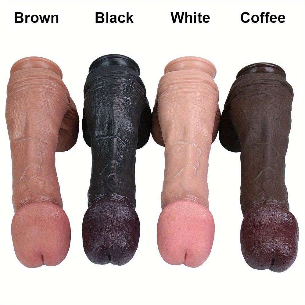 35cm Oversized Realistic Dildo, Huge Mushroom Head Soft Silicone Penis, 4 Colors Available, Wearable Harness Compatible, Lifelike Adult Toy