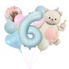 Bobby Blue Cyfrowy Matowy Magiczny Tort Miś Balon z Folii Aluminiowej Zestaw Dziecięca Dekoracja Balonowa na Urodziny