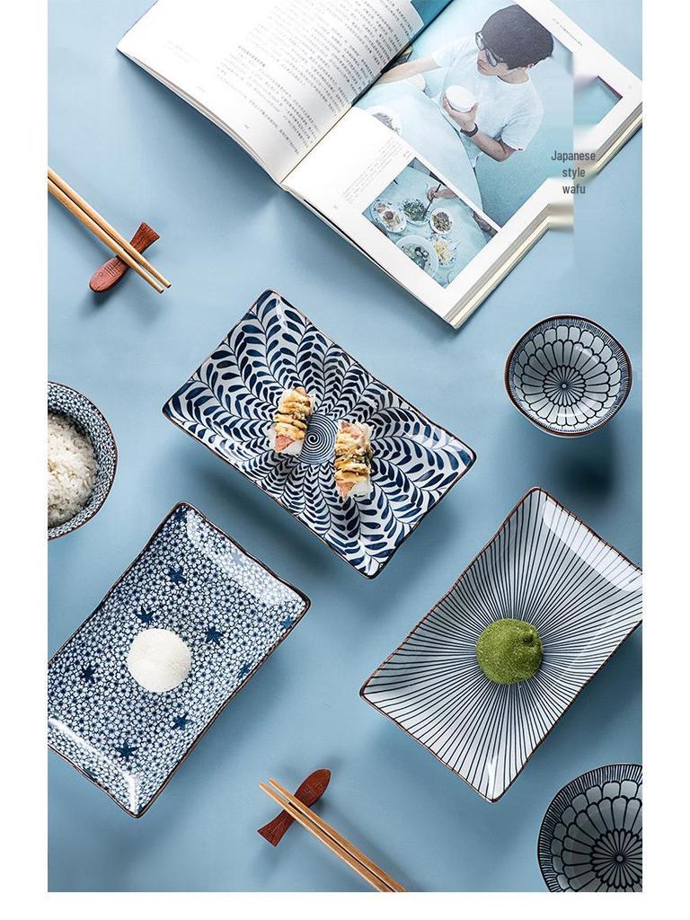 Porcelain Bowl & Plate Set - Blue & White Gift Set for Home, Creative Company Opening, Souvenir