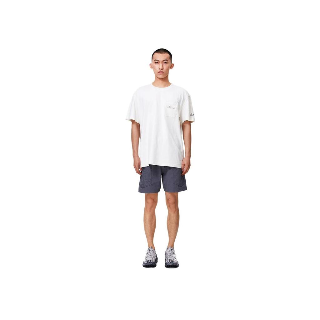 Li-Ning Loose Casual Short Sleeve T-Shirt With Geometric Pattern Print And Pocket Unisex Tops Off-White AHSS161-3