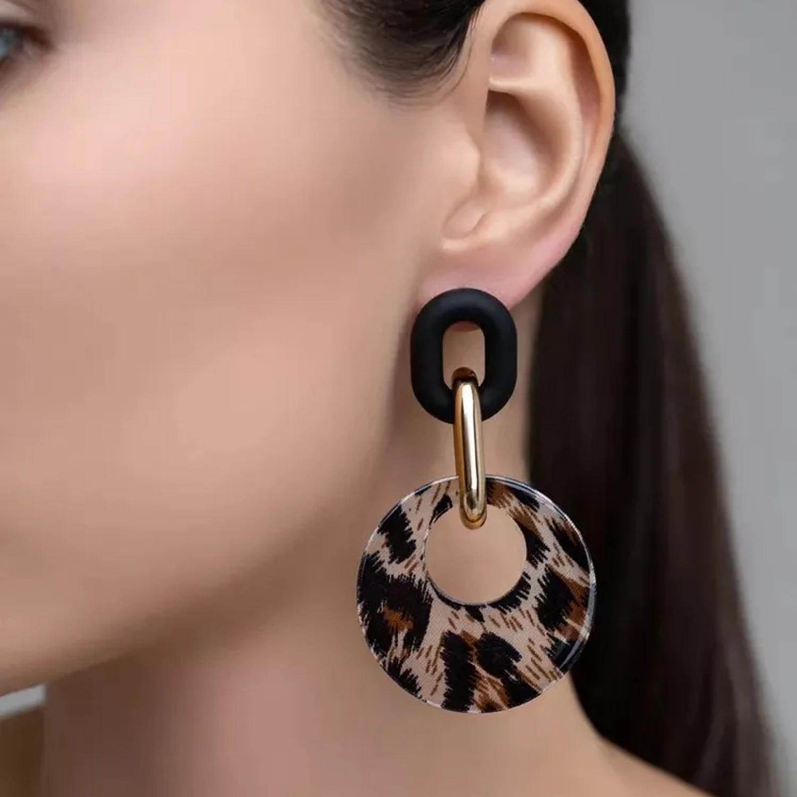 Women s Retro Hollow Color Round Acrylic Earrings Personalized Earrings One Size