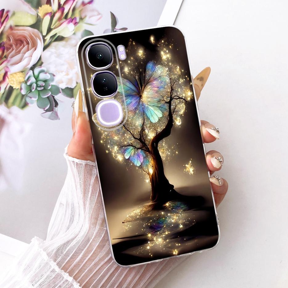 For Vivo V40 Lite 4G 5G Case V2417 Cool Lion Butterfly Painted Cover For Vivo Y200 5G Soft Slim Phone Case For Vivo Y300 5G Bags