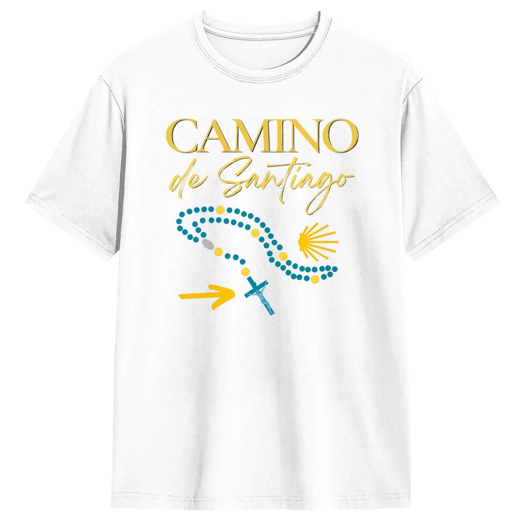 Camino de Santiago TShirts Unisex Amazing Cotton Tee Shirt Round Collar Short Sleeve T Shirts Unique Clothing
