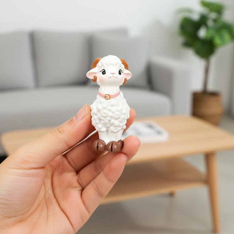 1Pcs Cute Mini Resin Sheep Figurine With Lovely Look Delicate Craft Perfect For Office Home Shelf Decoration
