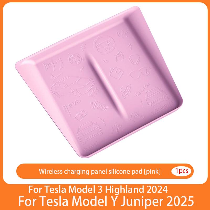 For TESLA Model Y Launch 2025 Wireless Charging Silicone Pad Central Control Charger Protector Cover Non-Slip Mat MY Accessories