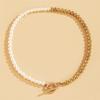 High quality 2026 creative pearl splicing necklace personality fashion Internet celebrity OT buckle choker collarbone chain niche design