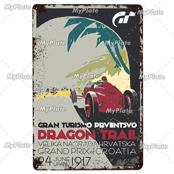 24-Stunden-Metallschild, Vintage-Plakette, Blechschild, Wanddekoration für Bar, Kneipe, Metallhandwerk, Retro-Rennwagen-Poster