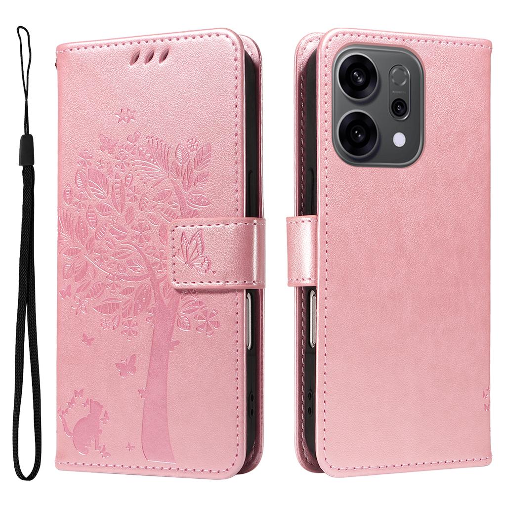 Pro Oppo Reno14 5G (Čína)/Oppo Reno14 F 5G/Oppo Reno14 5G (Globální) Pouzdro na telefon se stojánkem Vzor kočičího stromu Kožená peněženka Mobilní kryt