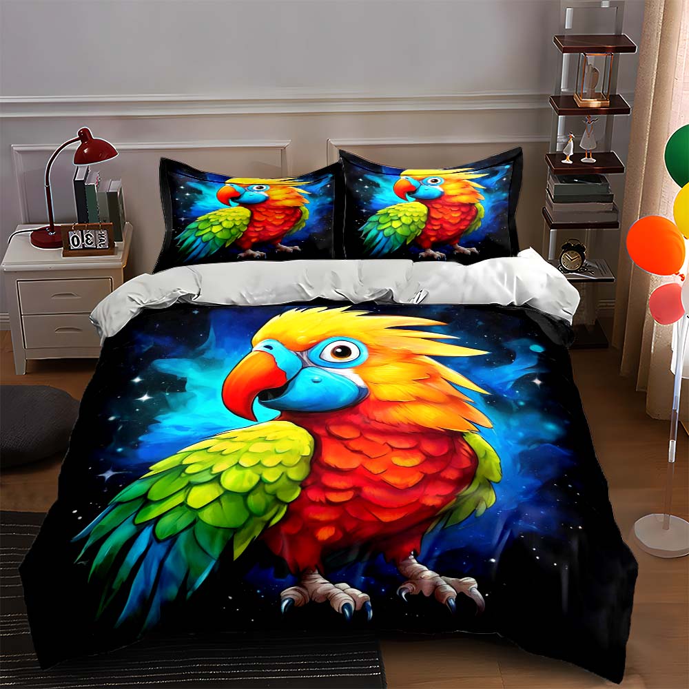 

Vivid parrot illustration. Bedding Duvet cover sets Duvet covers Pillowcases gifts (1 * Duvet Cover 2 * Pillowcases, without duvet insert) 135x200cm