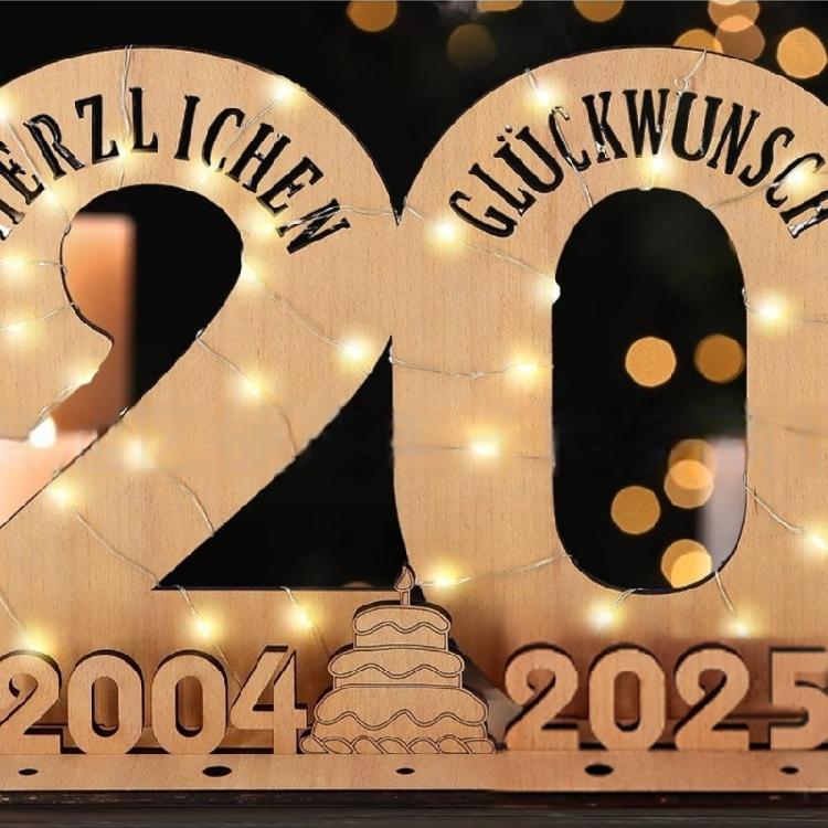 Elegant Wooden Number Figurine with LED Light String Stand for Birthday and Wedding Wood Sign Guest Book DIY Art Crafts