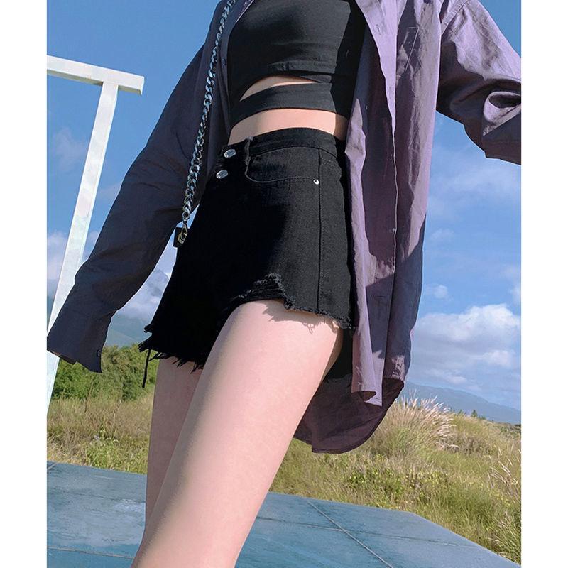 Broken Hole Denim Small Shorts Women'S High Waist Loose Thin Shorts A-Line Wide Leg Pants New Hot Pants