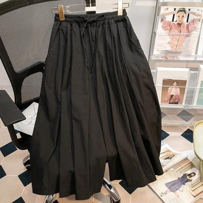 Pantaloni-Gonna da Lavoro Casual da Donna Primavera/Estate, Stile Drappeggiato, Pieghettati, Corti a Zampa, Taglie Forti