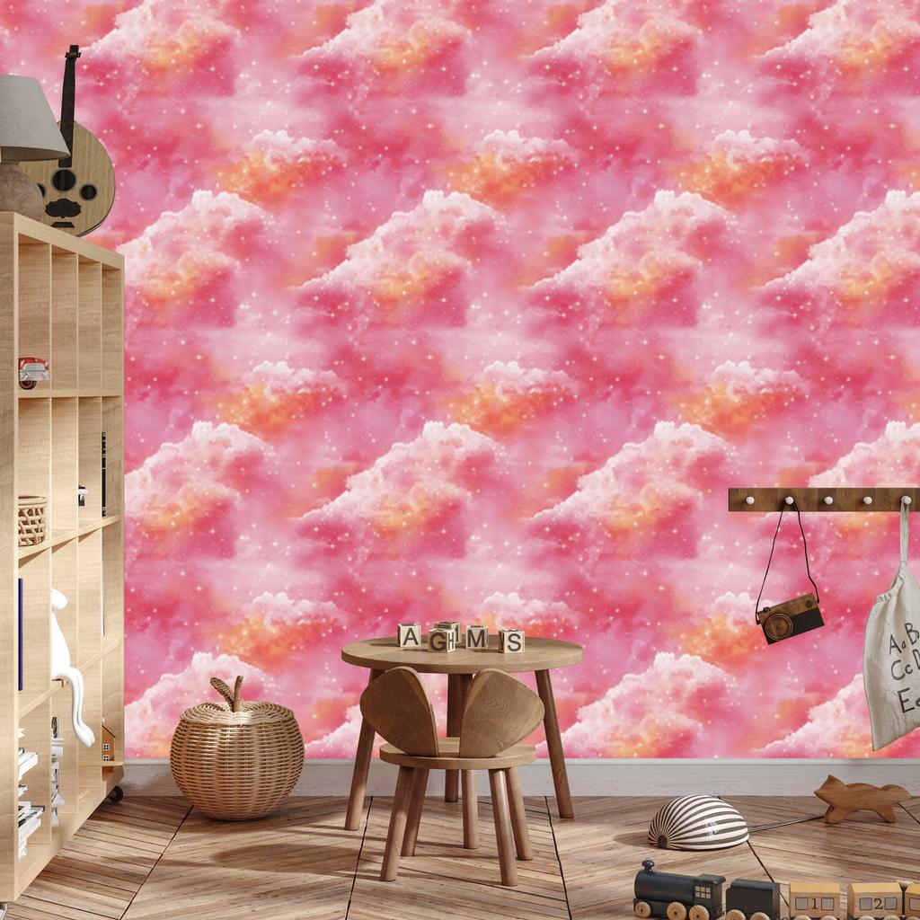 Watercolor Galaxy Powder Pink Wallpaper for Living Room and Bedroom 50x1000