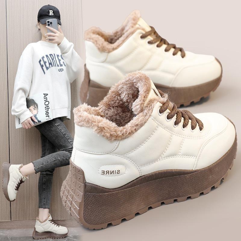 Baskets d'hiver chaudes imperméables antidérapantes à lacets chaussures décontractées femmes mode extérieur chaussures de marche confortables femme
