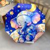 1PC elephant theme Umbrella Portable Folding Umbrella Iron Frame Hole Bone Structure Outdoor Home Umbrella A20