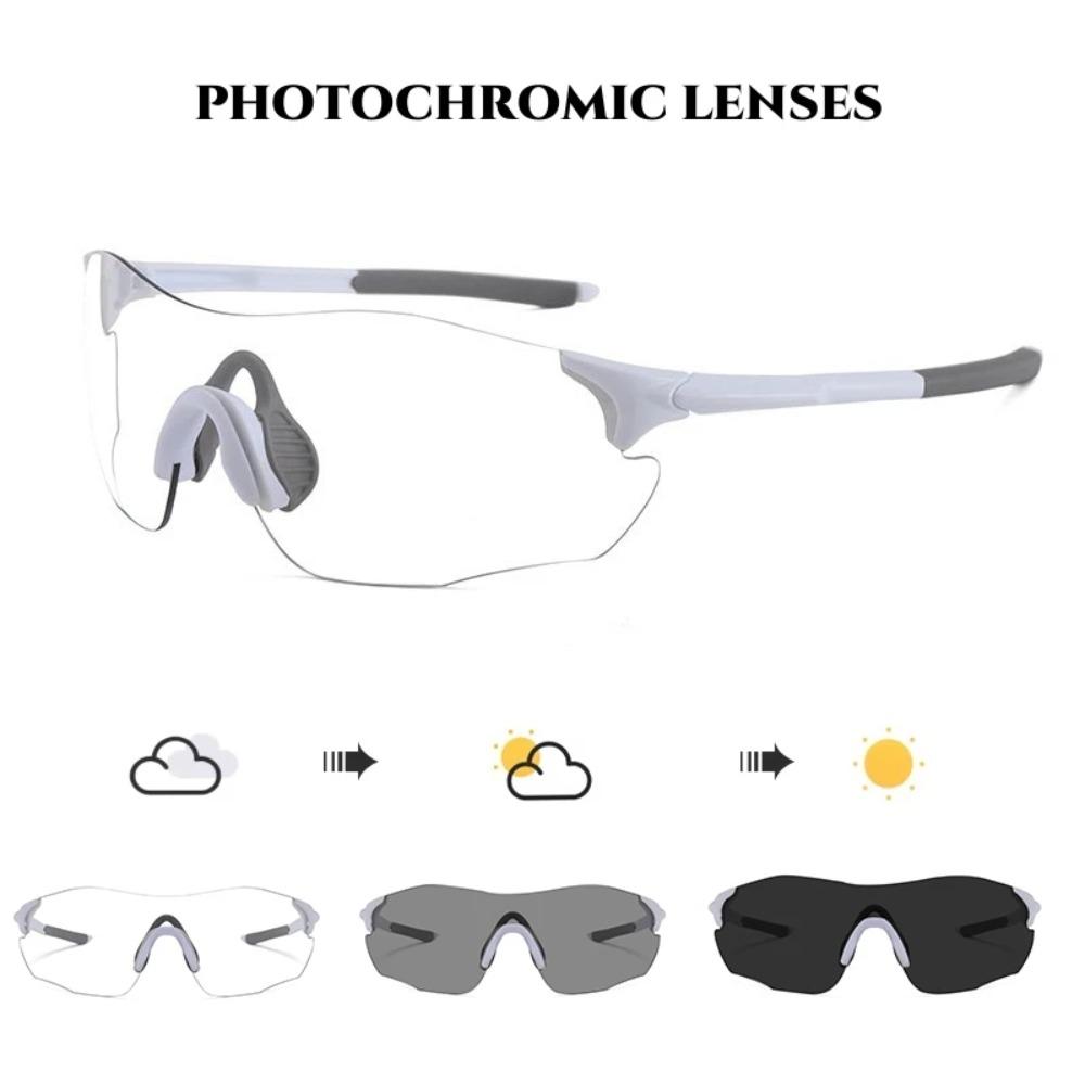 Photochromic Sports Sunglasses Lightweight Rimless Wraparound Unisex Cycling Driving Goggles UV Protection Outdoor Fashion Eyewe