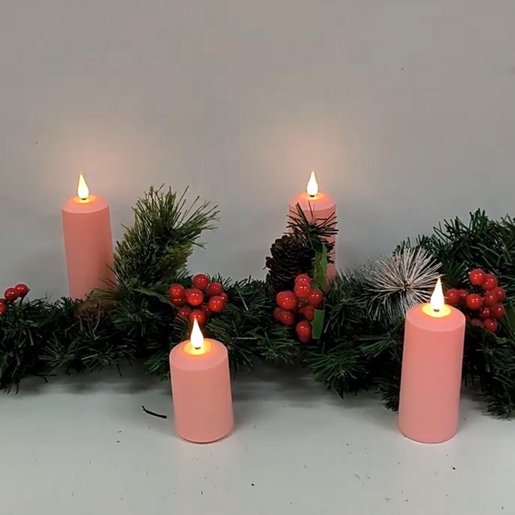 3Pcs LED Candles Timer USB Rechargeable Flickering Flameless Romantic Pillar Candle with USB Cable Flickering LED Pillar Candles