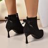 Elegant Women's High-Heeled Shoes, Solid Color Fabric Upper & Lining, Comfortable TPR Sole, Zipper Closure, All-Season, Plain Toe