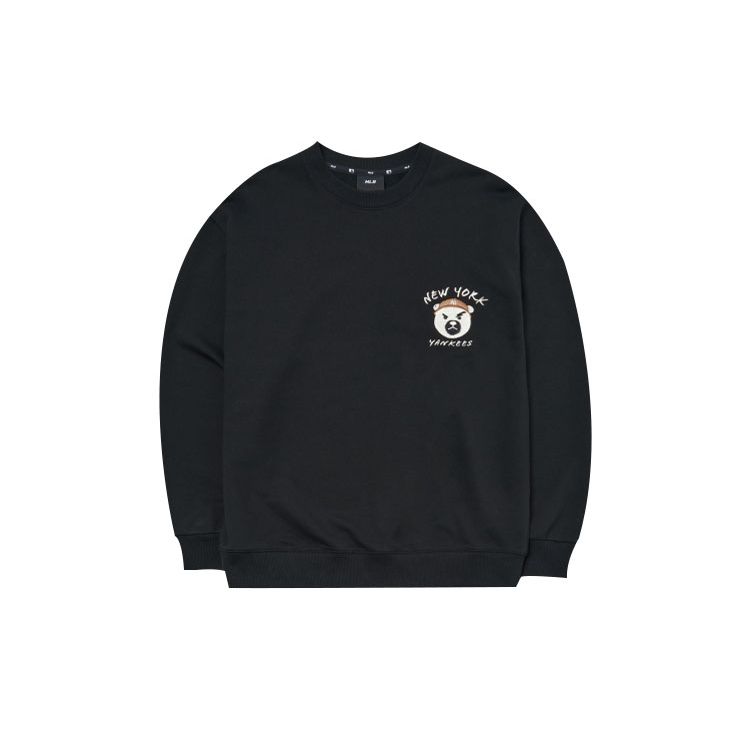MLB FW22 Logo Printed Round Neck Long Sleeve Vintage Sweatshirt Unisex sweatshirt Black 3AMTE0124-50BKS