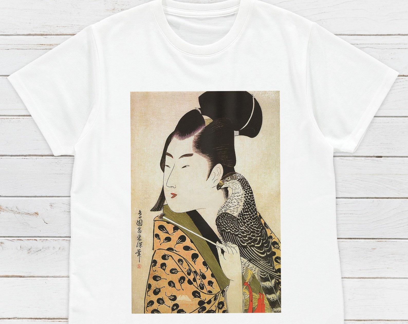 Ukiyo-e Falconer T-Shirt, Japanese Woodblock Art Tee 3XL