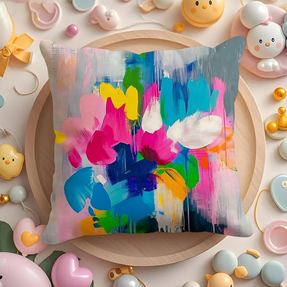 Color paint Cushion Cover Home & Car Multi-Scene Pillow Cover - Reversible, Soft & Durable for Daily Use