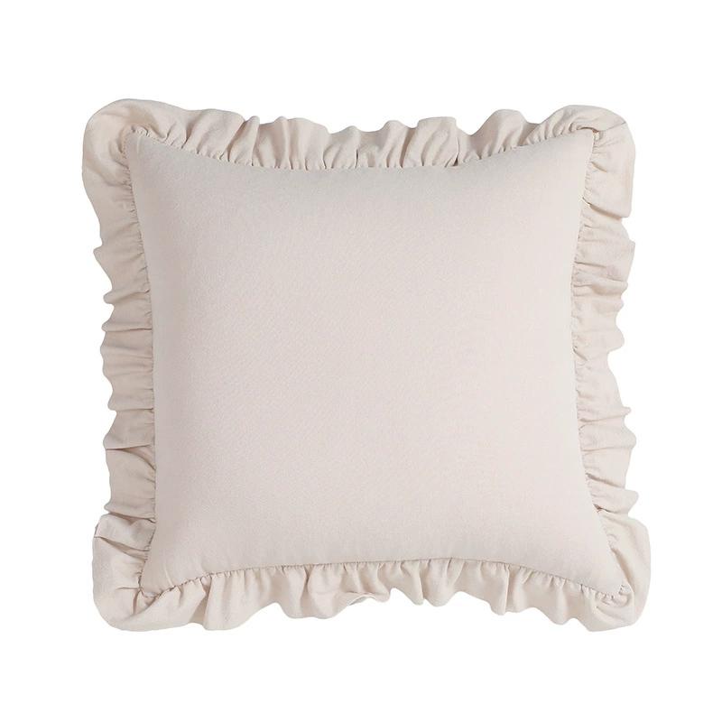 Confezione da 2 Federe per Cuscini Decorativi 100% Cotone Pre Lavate con Volant per Divano Letto Camera da Letto 18x18 Pollici