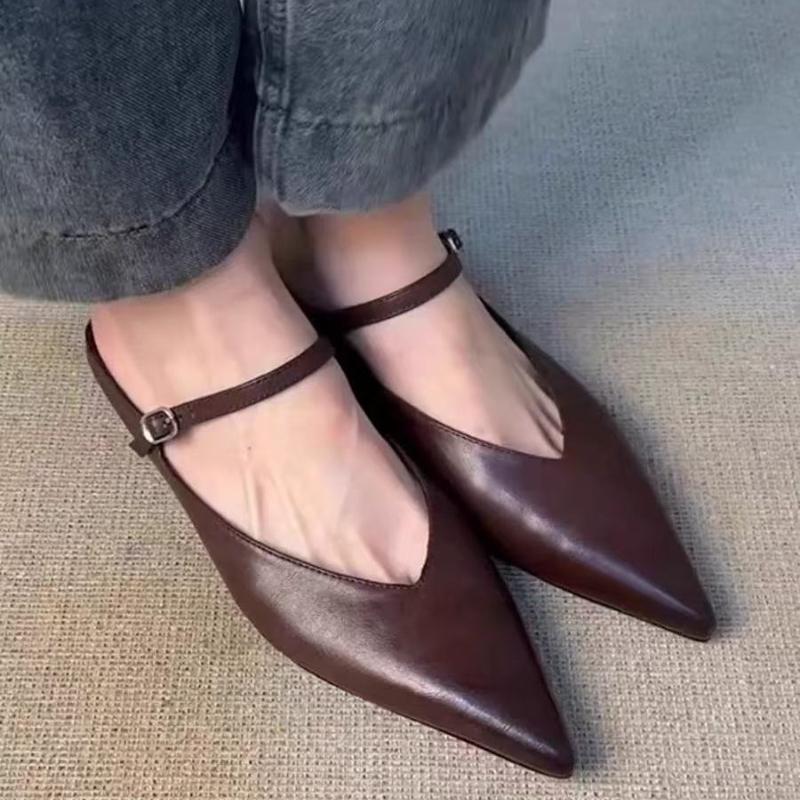 Fashion 2025 New Summer Women's Cover Toe Mules Slippers Fashion Shallow Slip-On Slides Shoes Comfortable Ladies Footwear