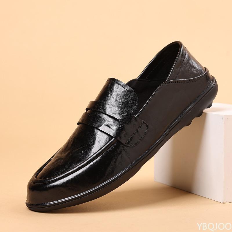 Spring And Summer New Leather Shoes Doudou Shoes British Dress Business Casual Men Lazy One Pedal Loafers Men