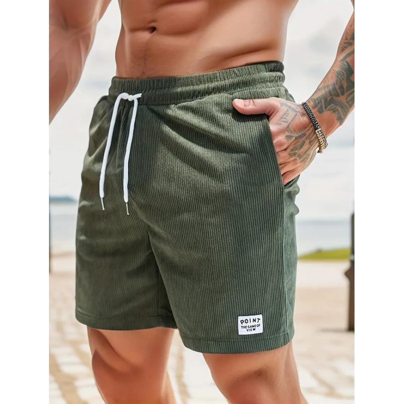Pantaloncini Sportivi da Uomo in Velluto a Coste Monocolore con Lacci 2026