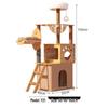 Large Wooden Cat Tree & Scratching Post with Space-Saving Design - Integrated Climbing Frame & House