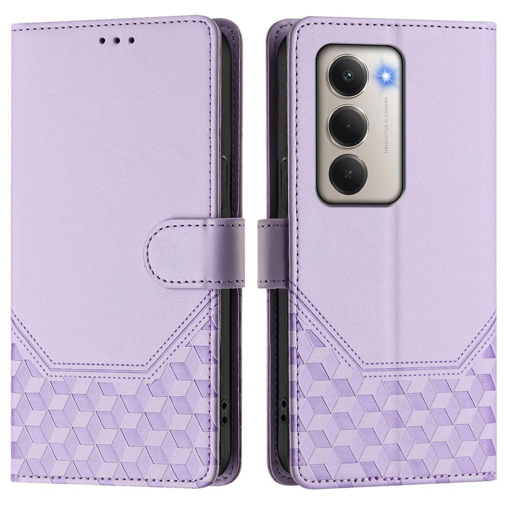 Für Xiaomi Redmi 15 4G (EU) (171 mm) Hülle mit geprägtem Wabenmuster, RFID-Blockierung, Leder-Handyhülle mit Riemen