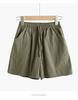 Damen-Shorts aus Baumwoll-Leinen-Mischgewebe mit weitem Bein: Trendige, lässige Bermudas für Frühling/Sommer – für Sport oder Zuhause.
