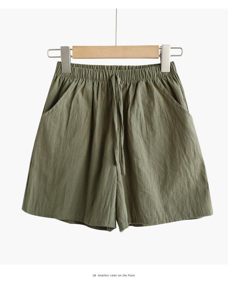 Damen-Shorts aus Baumwoll-Leinen-Mischgewebe mit weitem Bein: Trendige, lässige Bermudas für Frühling/Sommer – für Sport oder Zuhause.
