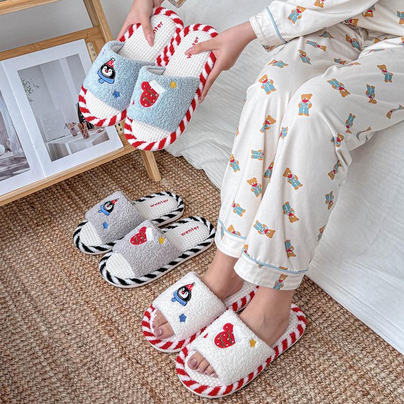 Leaky Toe Home Slippers, Four-season Breathable and Sweat-absorbing Indoor Home Non-slip and Silent Korean Version, Less Cotton Drag Summer