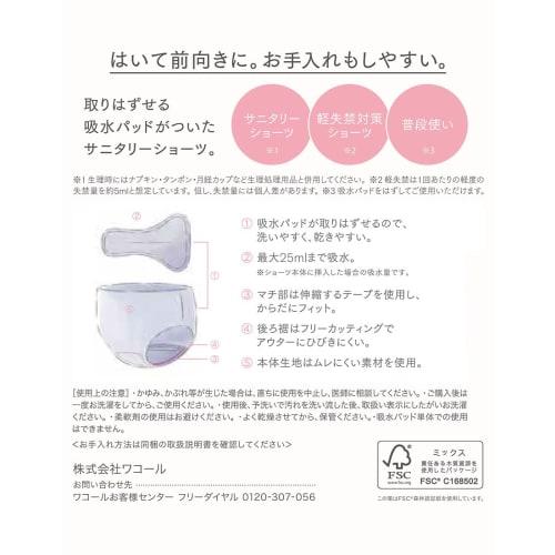 Wing/Wacoal Women's EC7500 Absorbent Sanitary Panties with Removable Absorbent Pads and Leak-Resistant Separate Absorbent Sanitary Panties, Regular Le