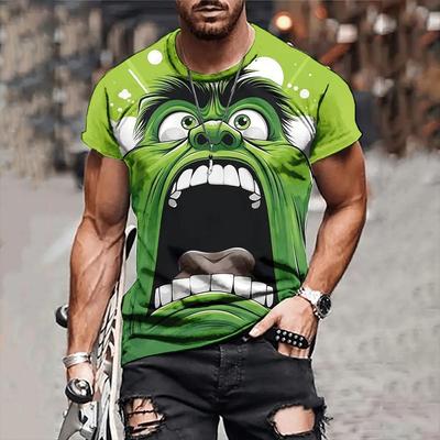 Funny 3D Pattern Print T Shirt For Men Hip Hop Trend Harajuku Streetwear Summer Breathable Loose Tees Casual O-neck Short Sleeve