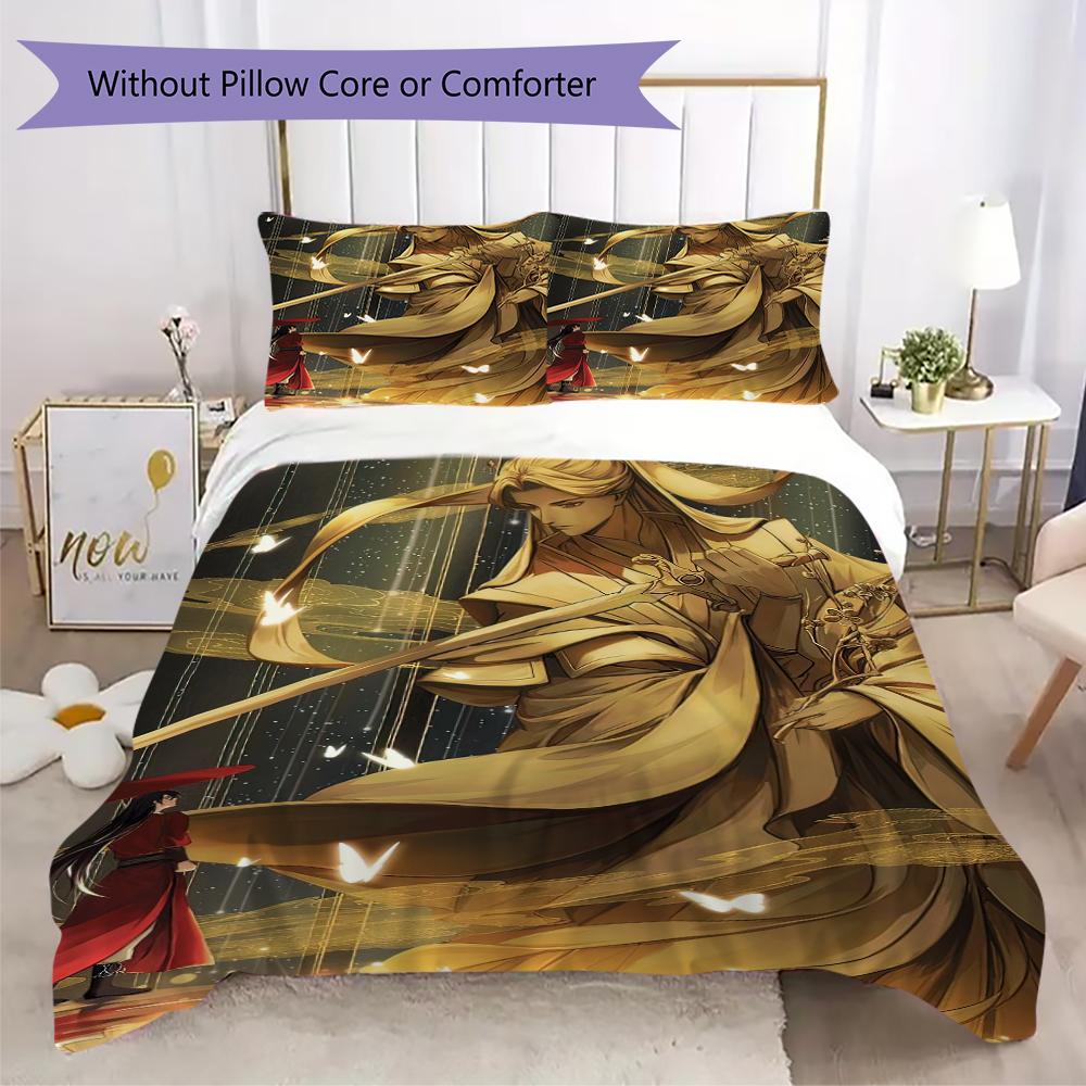 

1PC Heaven Official s Blessing Bedding Quilt Set Quilt Cover Pillowcase Home Decoration Gift (1 * duvet cover + 2 * pillowcase, without core)A2 135x200cm