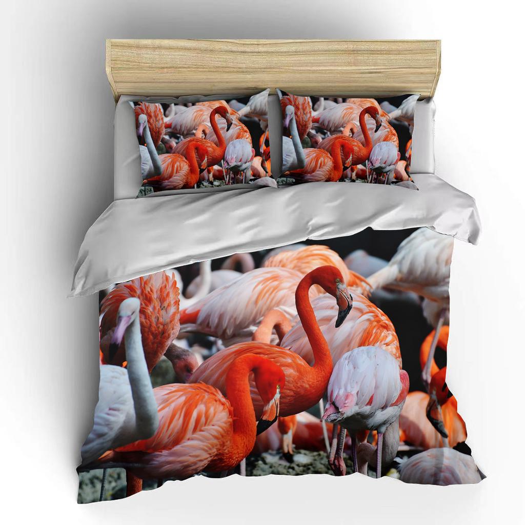 Flamingo cartoon cute bear kawaii Christmas gift king size double bed bedding set microfiber or polyester duvet cover set