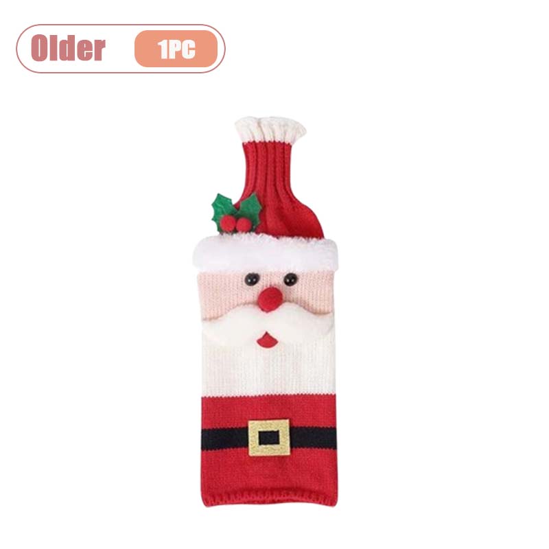 

Knitted Christmas Wine Bottle Cover Santa Wine Sleeve Champagne Bottle Set Party Decoration for Restaurant Dining Table Setup