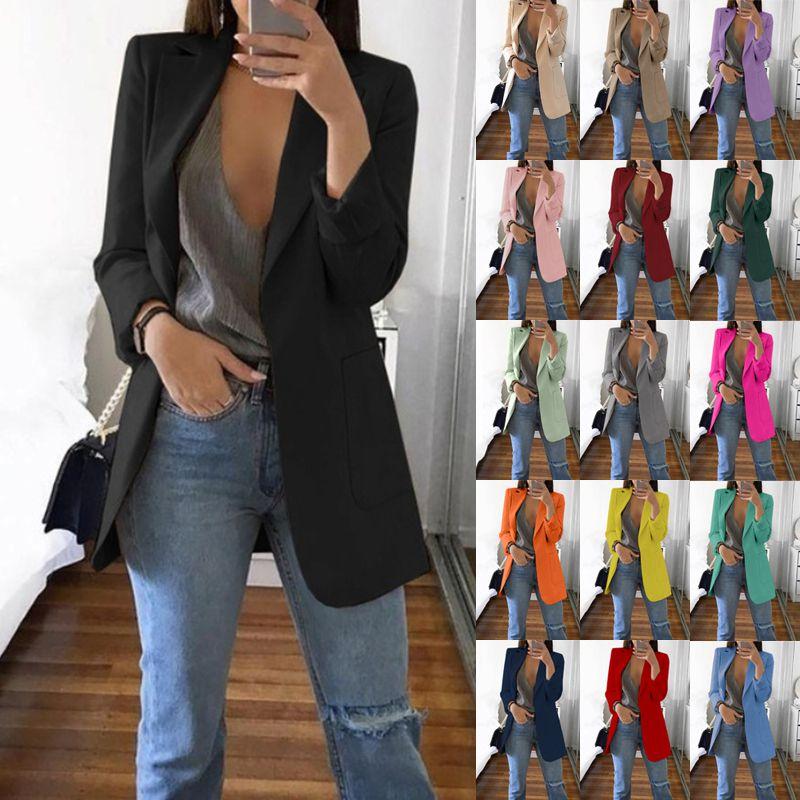 Stylish Women's Blazer Slim Fit Work Ol Jacket Long Sleeve Plus Size Coat For Office Wear