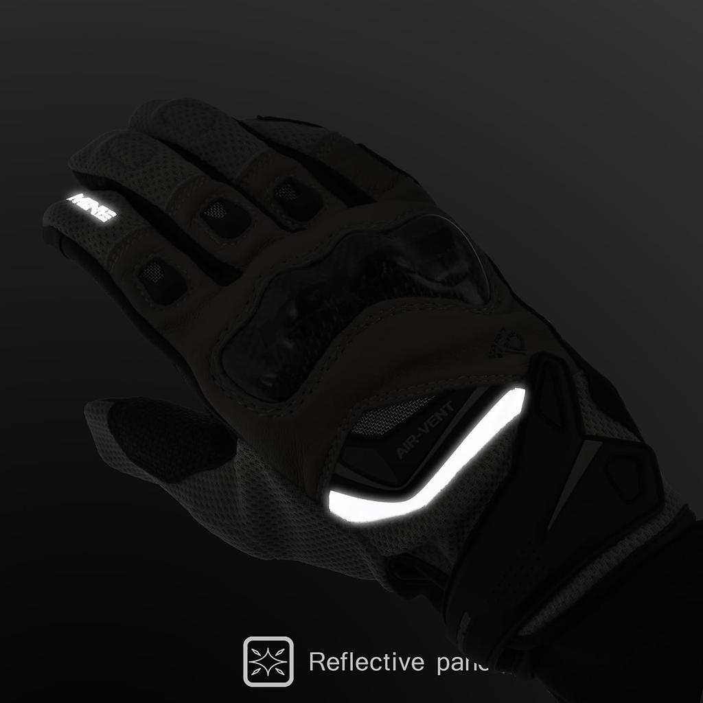 Komine Motorcycle Gloves Carbon Protect Leather Mesh Size L GK-224 Gloves, Olive,