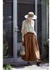 Women's Retro Cotton-Linen Elastic Waist Pleated Skirt - Summer 2023