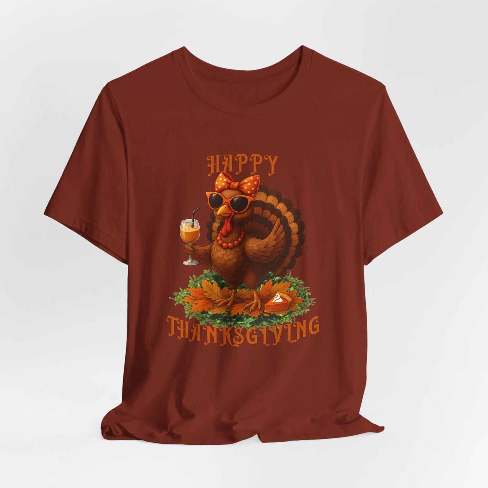 Happy Thanksgiving Cute Turkey Pumpkin Spice Latte Retro Fall Humor T-Shirt 3XL