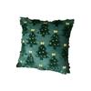 Plush Christmas Decorative Cushion Cover Christmas Tree Wreath Pattern Embroidered Sofa Cushion Slipcover Square Hidden Zipper