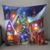LED Light Christmas Cushion Cover Short Plush Elk Throw Pillow Case for Sofa Luminous Santa Clause Printed Pillowcase Home Decor
